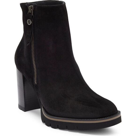 Paul Green Women's Black Suede Leather Side Zip Sloane Lug Sole Bootie Size 9 - Picture 1 of 12
